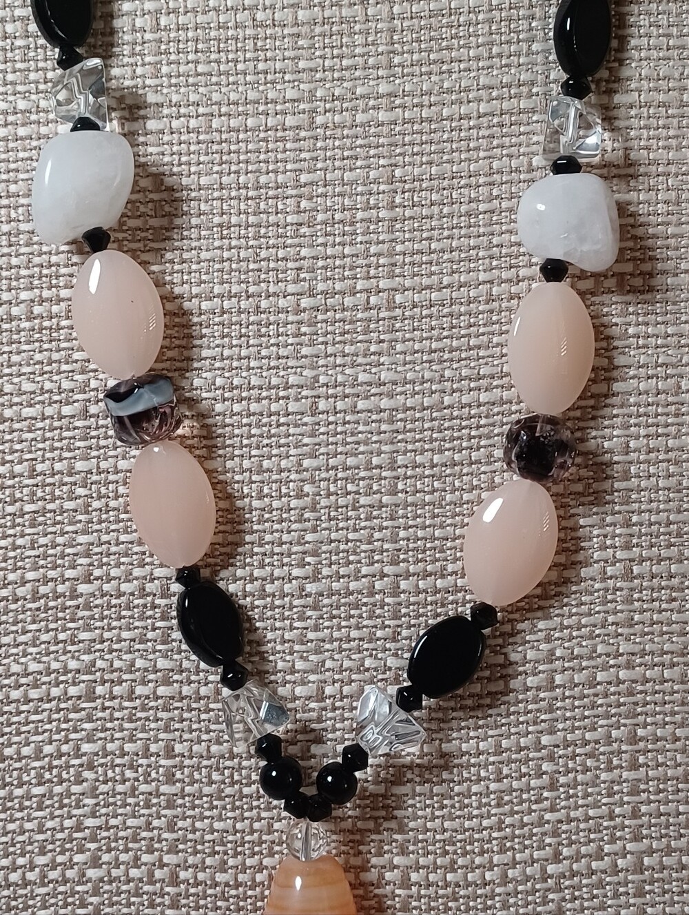 Artisan Lariat Black Onyx, Rose Quartz, & Banded Agate Bohemian Y-Necklace 🖤💫 - Picture 10 of 10